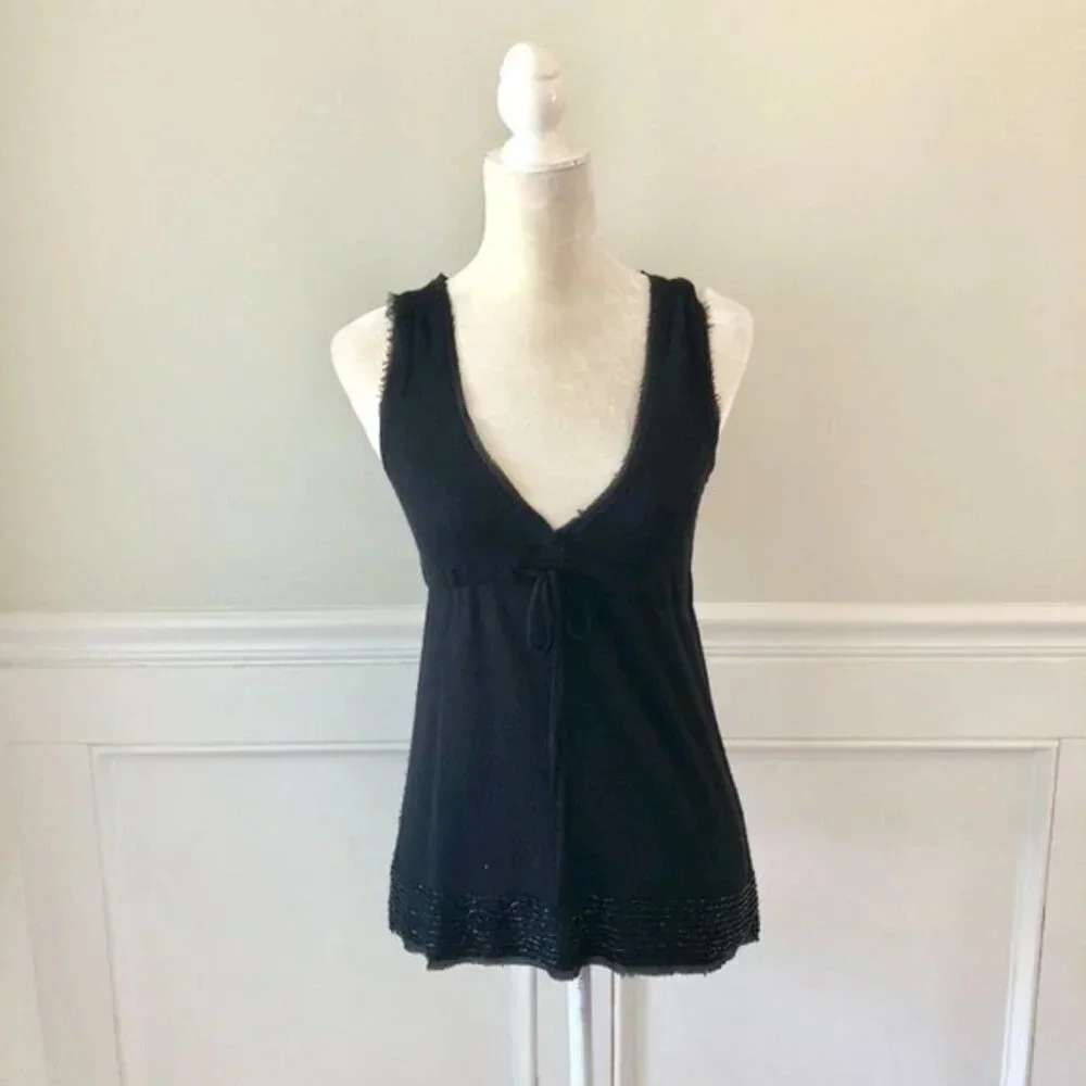 J. Crew Lambswool Beaded Tank V Neck S